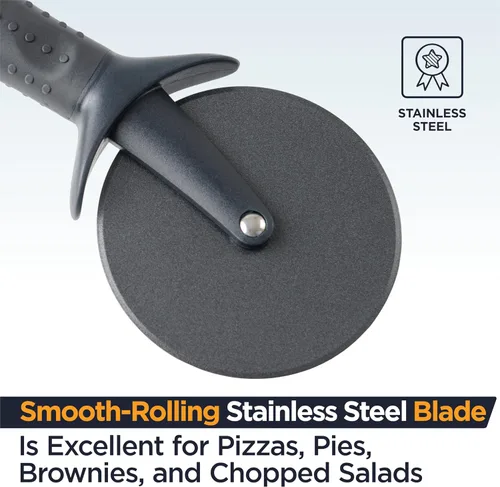 Vista 6 de Deiss Lux - Cortador de pizza resistente con cortador de ruedas, rueda de acero inoxidable afilada y suave con mango antideslizante de fácil agarre