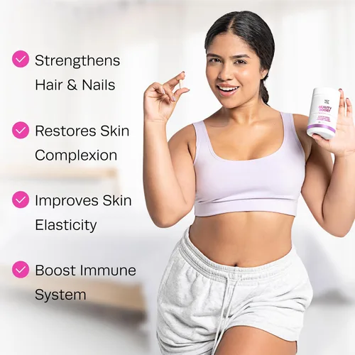 Vista 2 de Hot Vita Vitaminas para el cabello, la piel y las uñas, suplemento de biotina, colágeno y vitamina C para apoyo inmunológico, fuerza de uñas
