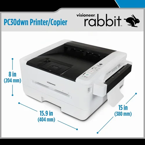 Vista 2 de Visioneer Rabbit PC30dwn Impresora láser/copiadora, impresora USB de oficina y copiadora para PC y Mac, 30 ppm, alimentador automático de documentos