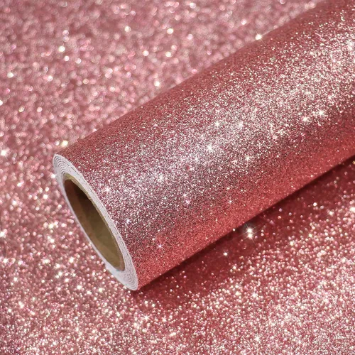 Vista 20 de VEELIKE Papel tapiz holográfico con purpurina plateada de 15.7 x 118 pulgadas, para pegar y despegar, extraíble, papel de contacto con purpurina Oro