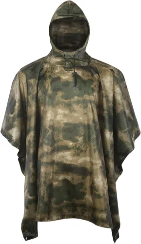 Vista 8 de GRVCN Poncho de lluvia militar, impermeable de camuflaje impermeable ligero al aire libre