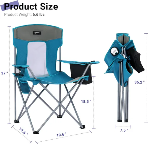 Vista 3 de Silla plegable de camping al aire libre, portátil, liviana, sillas plegables para campamento para adultos al aire libre con portavasos, bolsa