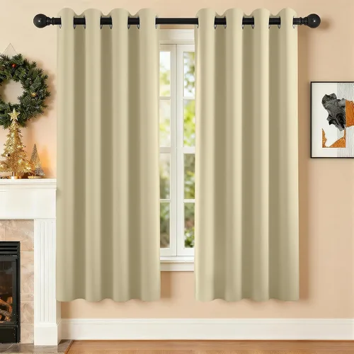 Vista 34 de Cortinas de oscurecimiento de habitación de 45 pulgadas de largo para dormitorio y sala de estar, cortinas térmicas aislantes con ojales