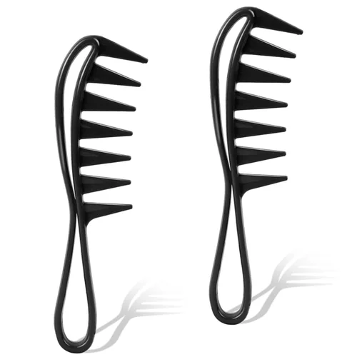 Vista 8 de 2 peines de dientes grandes, peine para cepillar rizos de dientes anchos, cepillo de pelo rizado de plástico duradero para mujeres, herramientas