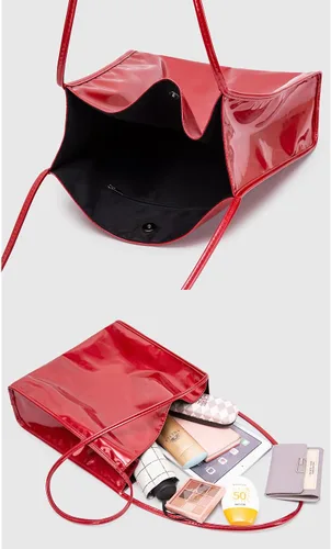 Vista 7 de Ulisty Bolso de mano suave de charol para mujer, bolso de hombro casual, bolso de moda