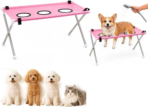 Vista 11 de Hamaca de aseo para perros con soporte para mascotas pequeñas para bañarse y recortar uñas (negro)