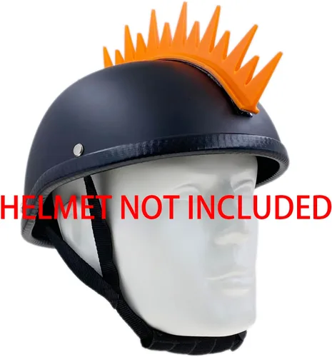 Vista 5 de Punk Mohawk Warhawk - Accesorio de peluca de goma para esquí, patinaje, bicicleta, motocicleta, scooter, casco de motocicleta (Zigzag - naranja neón)