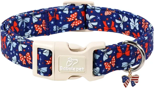 Vista 10 de Collar para perros del 4 de julio, collares patrióticos azules para cachorros y perros pequeños, ligero y ajustable 1776 collares para cachorros