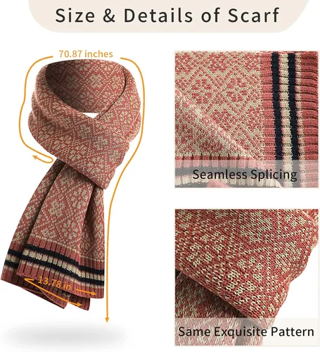 Vista 5 de ecodudo Juego de guantes con estampado de copo de nieve y bufanda para pantalla táctil con pompón para mujer