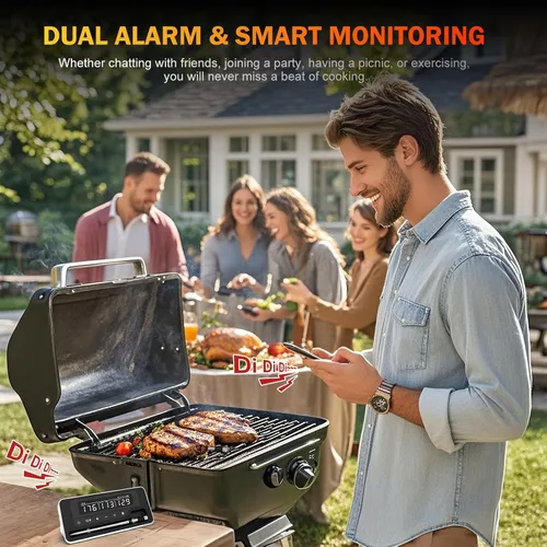 Vista 3 de Termómetro de carne inalámbrico, termómetro digital Bluetooth de 800 pies con aplicación inteligente, temperatura precisa mejorada en un 100%