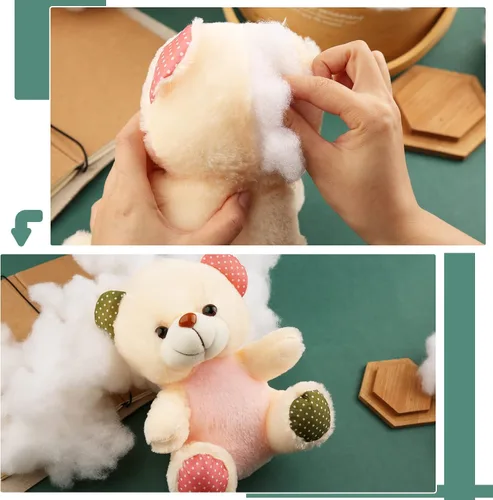 Vista 5 de Jmuiiu Relleno de poliéster de 1.8 onzas, Relleno de fibra de poliéster premium, Fibra de poliéster reciclada, Relleno para animales de peluche