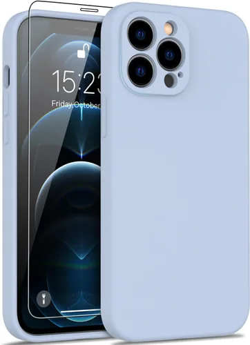 Vista 10 de DEENAKIN Funda de silicona compatible con iPhone 12 con protector de pantalla, mejora la protección de la cámara, funda protectora suave y flexible