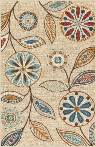 Vista 35 de Maples Rugs Reggie - Alfombra bohemia con estampado floral, 1 pies 8 Gris oscuro