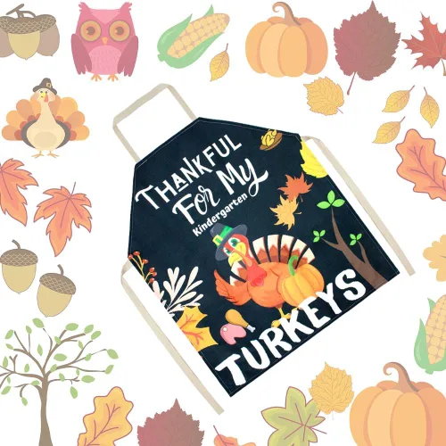 Vista 6 de Delantal de cocina de Acción de Gracias, delantal de cocina para hombres y mujeres, delantal de cocina de otoño, delantal de calabaza y pavo