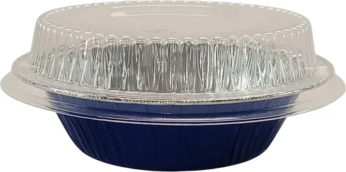 Vista 9 de KitchenDance - Mini moldes para tartas con tapas, latas de 5 pulgadas para tartas de primera calidad, mini moldes para pasteles con tapas para Azul