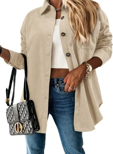 Vista 2 de ZOLUCKY Chaqueta de manga larga con botones para mujer, talla grande, blusas