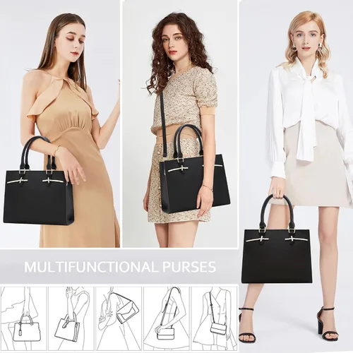 Vista 4 de Carteras para mujer, bolsos cruzados, bolsos para mujer, cartera de hombro de cuero PU, bolso satchel tote con asa superior