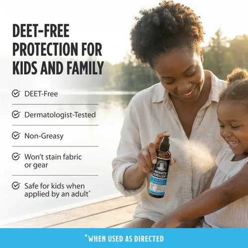Vista 5 de Grandpa Gus's Spray repelente de mosquitos natural – Repelente de insectos a base de plantas sin DEET para niños y familia, hasta 6 horas, espray