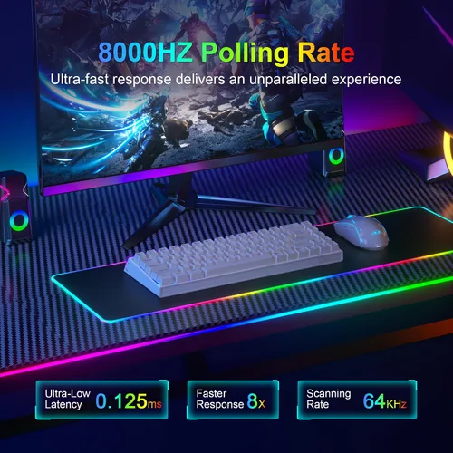 Vista 4 de MageGee AIR68 - Teclado inalámbrico para juegos con efecto Hall, teclado de interruptor magnético RGB 60% con disparador rápido, accionamiento