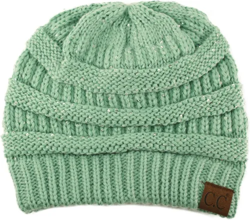 Vista 41 de CC Classic Winter Fall Trendy Chunky Stretchy Cable Knit Beanie Hat 2 tonos púrpura/azul marino
