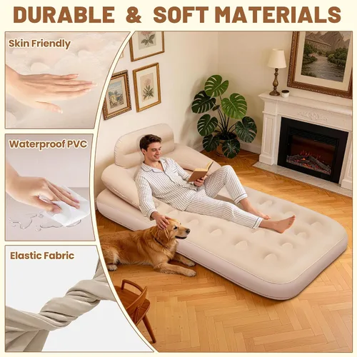 Vista 11 de MeiLyte Inflatable Bed Twin Size, Inflatable Air Mattress with Backrest
