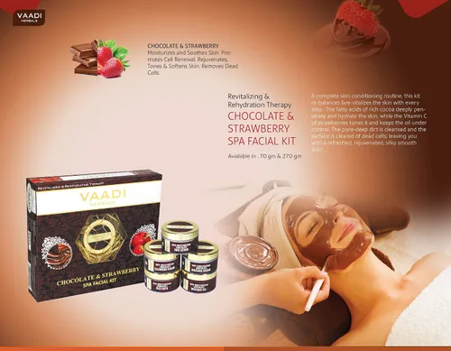Vista 3 de Vaadi Herbals Kit facial – Kit facial de spa de chocolate y fresa – TODO Natural – Adecuado para todo tipo de piel y tanto para hombres como
