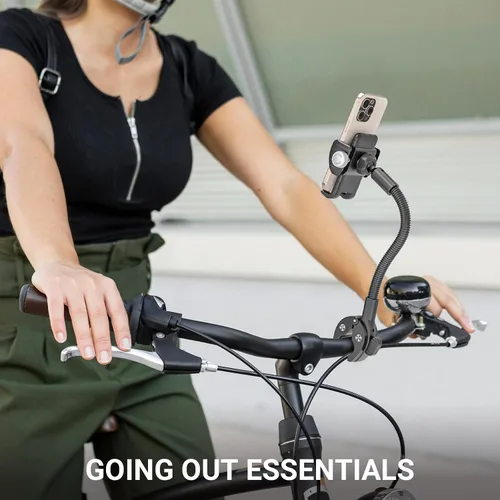 Vista 7 de Soporte de teléfono para bicicleta, soporte universal de cuello de cisne ajustable de 360°, instalación sin herramientas para bicicleta, scooter