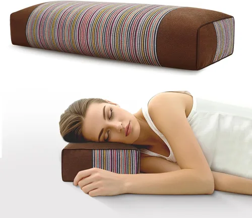Vista 22 de Almohada ajustable de casco de trigo sarraceno para aliviar el dolor de cuello (21 x 8 x 4), almohada de enfriamiento natural para campamento