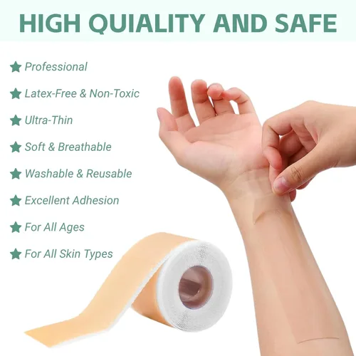 Vista 2 de Hojas de silicona para cicatrices, cinta de silicona para cicatrices quirúrgicas, impermeable, reutilizable, eliminación de cicatrices, rollo