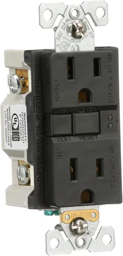 Vista 6 de Eaton GFCI - Receptáculo dúplex de autocomprobación 15A -125V con placa de pared de tamaño estándar, color negro