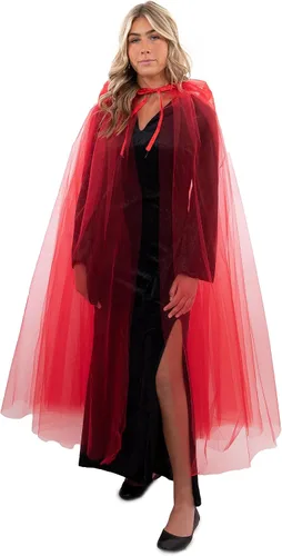 Vista 2 de Little Adventures Capa con capucha transparente de tul para adultos, disfraz de fiesta de cosplay a la moda
