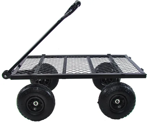 Vista 3 de Carro de jardín carro utilitario con lados extraíbles Carrito de herramientas Rueda Carretilla Capacidad de malla de acero se puede utilizar en Negro