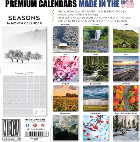 Vista 190 de Calendario de grises africanos 2025 2026 – Planificador mensual de pared de aves africanas – 12 x 18 pulgadas (abierto), calendario de pared