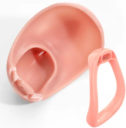 Vista 5 de Heuceo Jaula de castidad de coño realista masculino con 4 anillos, diseño de jaula de pene de vagina realista, cerradura de pene negativa invertida