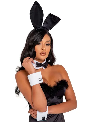 Vista 2 de Disfraz de Coneja Playboy Boudoir Negra para Mujer Multicolor