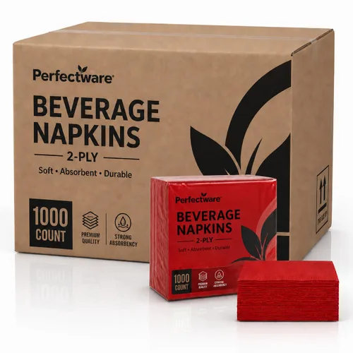 Vista 8 de Perfectware Servilletas de bebidas negras de 2 capas, 100 unidades, servilletas de cóctel suaves y absorbentes, servilletas desechables de fiesta