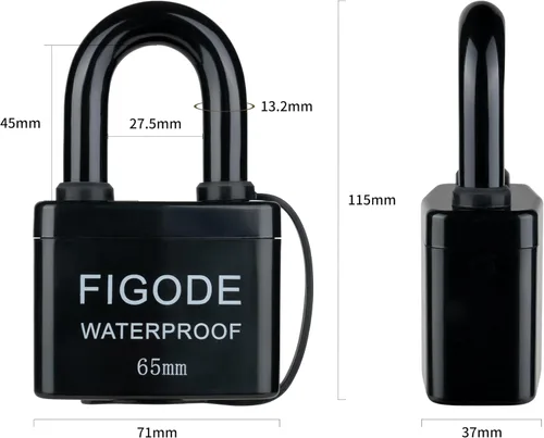 Vista 5 de FIGODE® Candados supergrandes y resistentes con llaves, 2.8 pulgadas de ancho, candados impermeables para exteriores, cerraduras de acero laminado