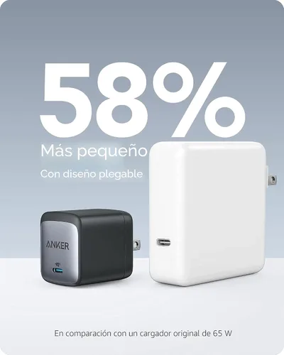 Vista 4 de Anker Nano 65W GaN II PPS USB C, cargador plegable compacto rápido