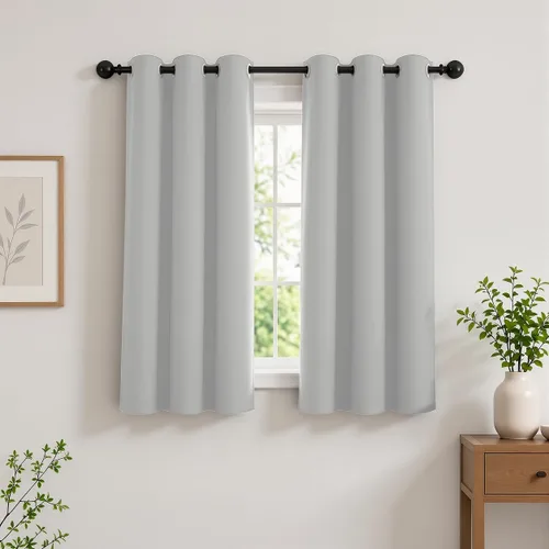 Vista 138 de Cortinas de oscurecimiento de habitación de 45 pulgadas de largo para dormitorio y sala de estar, cortinas térmicas aislantes con ojales