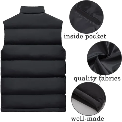 Vista 3 de Chalecos de abrigo para hombre, para invierno, cálido, para exteriores, acolchado, ligero, chaleco
