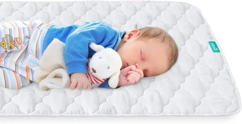 Vista 5 de Almohadillas de entrenamiento para ir al baño para niños pequeños, protector de colchón de cuna impermeable para almohadilla de humectación, Blanco