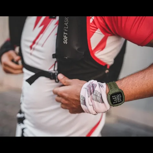 Vista 7 de Compatible con Fitbit Versa 2 bandas con funda, correa protectora para hombres, correa deportiva resistente para reloj inteligente, verde militar