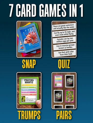 Vista 4 de SMART CARDS Animales Juego de cartas 7 juegos en 1 Snap, Rummy, pares y más Juego educativo de viaje A partir de 5 años, 1-8 jugadores