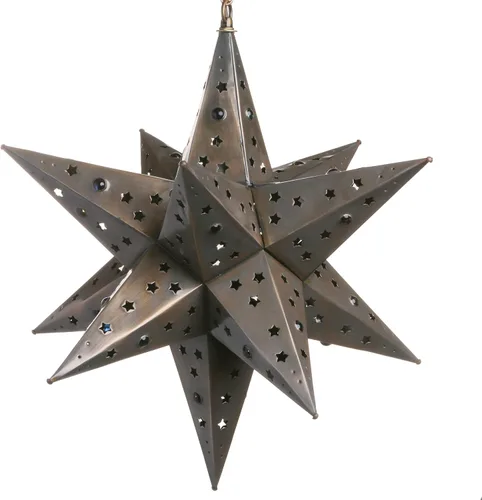 Vista 19 de Estrella de latón colgante de 12 pulgadas con diseño de estrella de Moravia - Estrella cortada con cuentas de mármol
