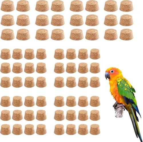 Vista 8 de 2 juguetes de madera para masticar pájaros, 7.9 pulgadas, 92 corchos