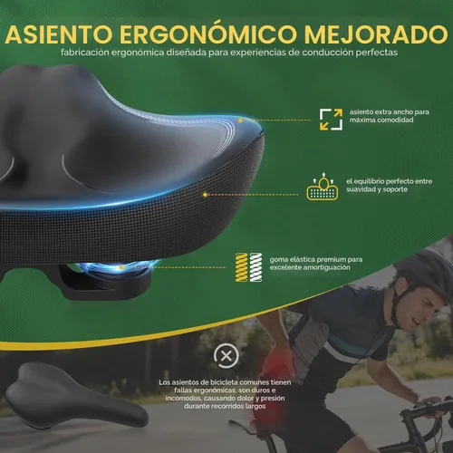 Vista 5 de New Noseless Oversized Bike Seat, Extra Wide Comfort Pure Memory Foam Bicycle Seat Cushion, Compatible Saddle Replacement with Electric Bike Negro