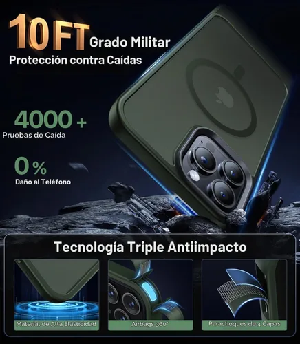 Vista 4 de Funda magnética fuerte para iPhone 13 Pro Max [compatible con Magsafe] [protección contra caídas de grado militar] Funda protectora a prueba