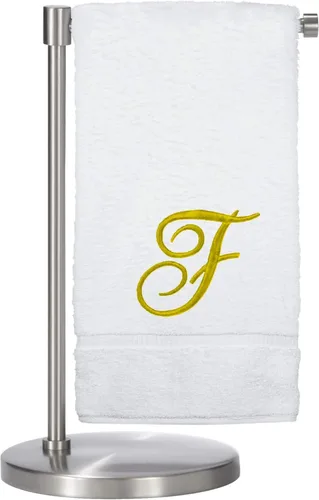 Vista 69 de Script R - Toalla de baño con monograma, regalo personalizado, 27 x 54 pulgadas, juego de 1 toalla bordada con texto dorado, 100% algodón turco Navy
