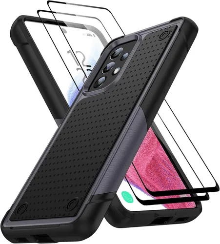 Vista 129 de Jeylly Compatible con Samsung Galaxy A22 5G Funda, Funda Samsung A22 5G con 2pcs protectores de pantalla de vidrio templado