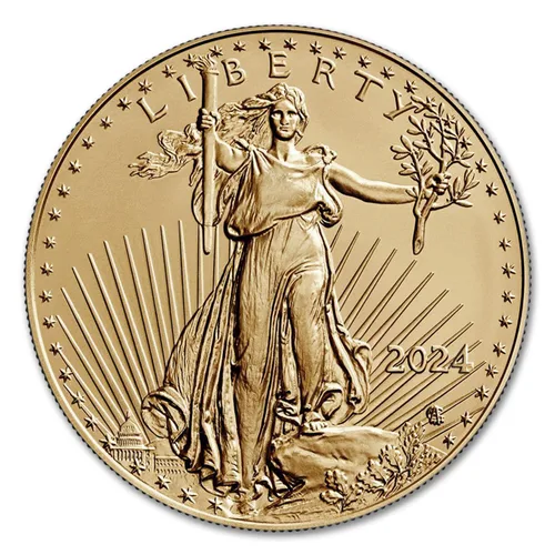 Vista 2 de 2024 Moneda Águila de Oro Americana Brillante Sin Circular de 1/10 oz con Certificado de Autenticidad $5 Vendedor Mint State Brilliant